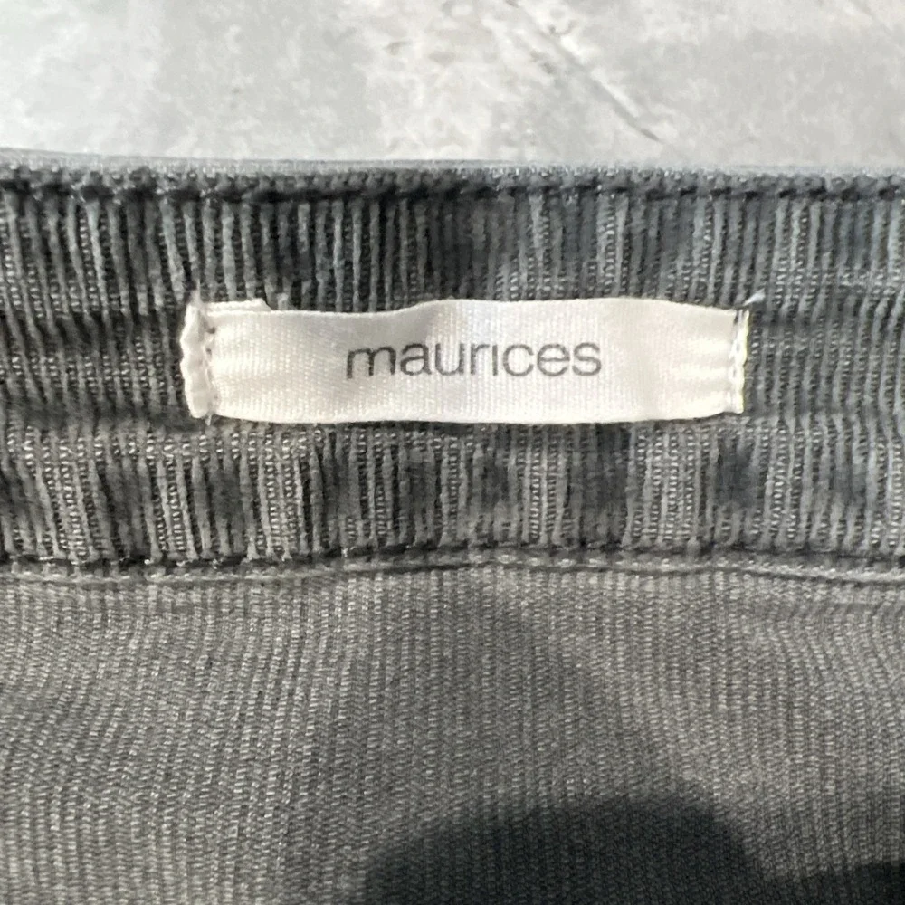 Maurices Womens Sz 14‎ Gray Corduroy Skirt Mini High Rise Button Front Seamed